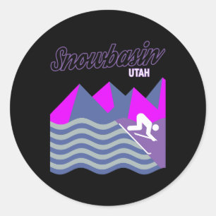 Snowbasin Sun Valley Utah Usa Ski Resort Snowboard Classic Round Sticker
