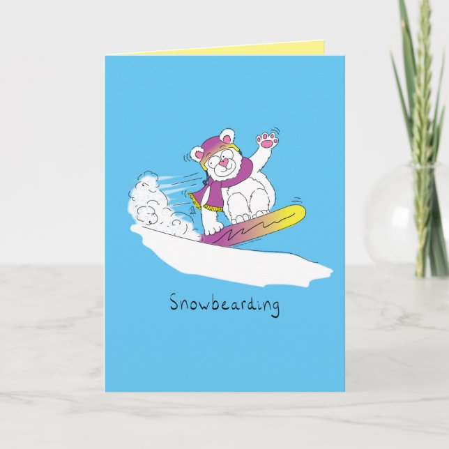 Snowbearding - Snowboarding Bear Greeting Card (Front)