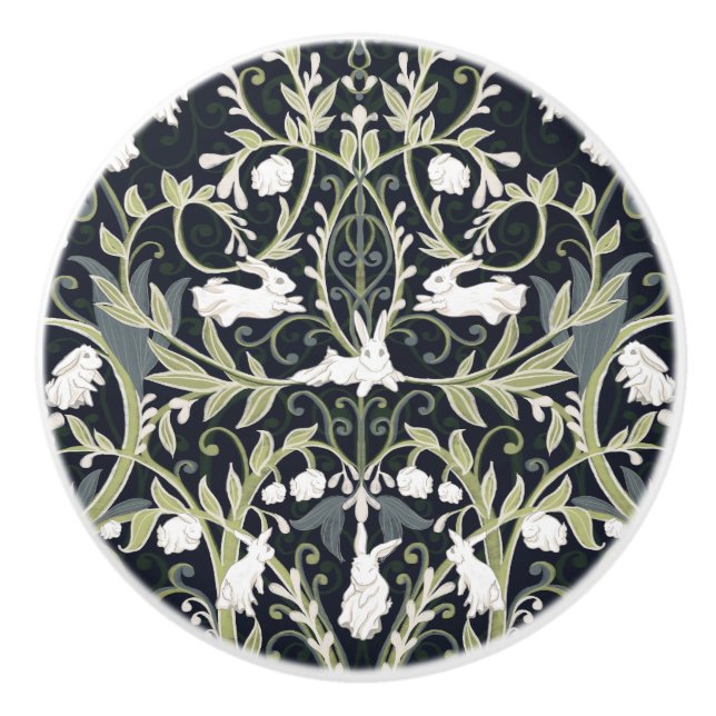 Snowbell Ghost Bunnies Ceramic Knob (Front)