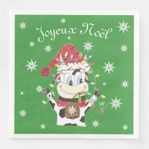 Snowbell the cow & the Xmas lights paper napkins