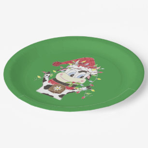 Snowbell & the Xmas lights green paper plates