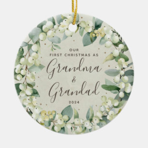 Snowberries First Christmas as Grandparents Photo Ceramic Ornament