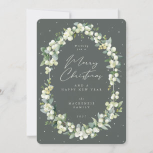 Snowberry+Eucalyptus Botanical Frame Christmas Holiday Card