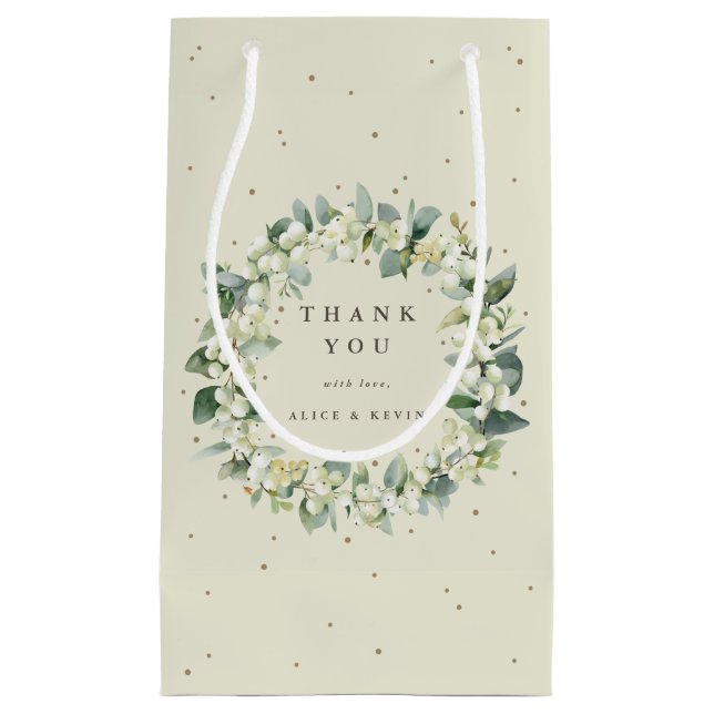 Snowberry+Eucalyptus Christmas/Holiday Thank You Small Gift Bag (Front)
