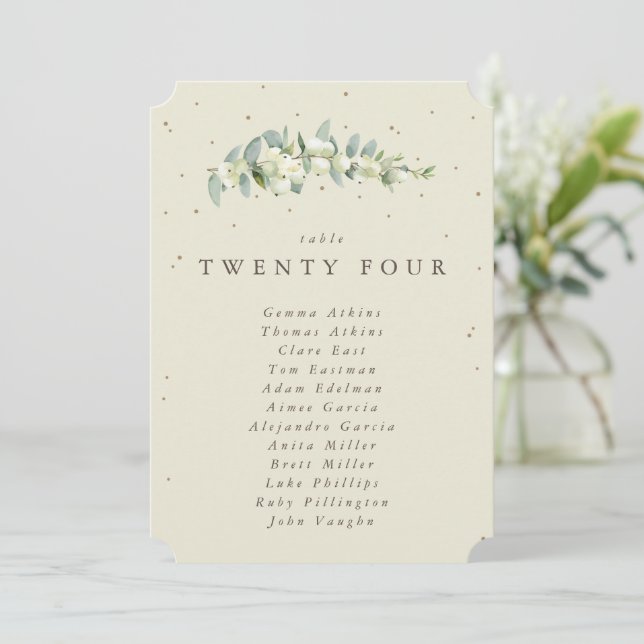 Snowberry+Eucalyptus Table Number Seating Card (Standing Front)