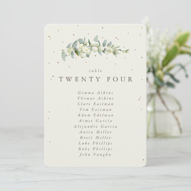 Snowberry+Eucalyptus Table Number Seating Card (Standing Front)