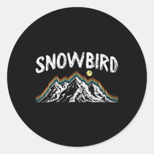 Snowbird Ski Retro Hiking Skier Winter Sports Skii Classic Round Sticker