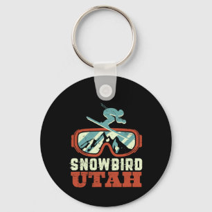 Snowbird Utah Mountain Vintage Retro Skiing And Sn Key Ring