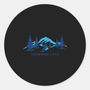 Snowbird utah ski resort skiing skier classic round sticker