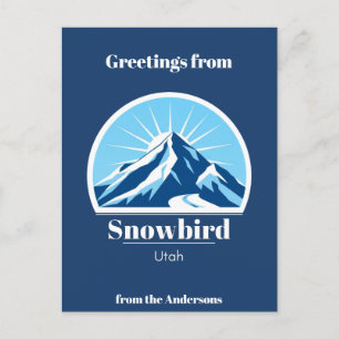 Snowbird Utah ski vacation blue Postcard