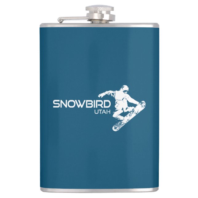 Snowbird Utah Snowboarder Hip Flask (Front)