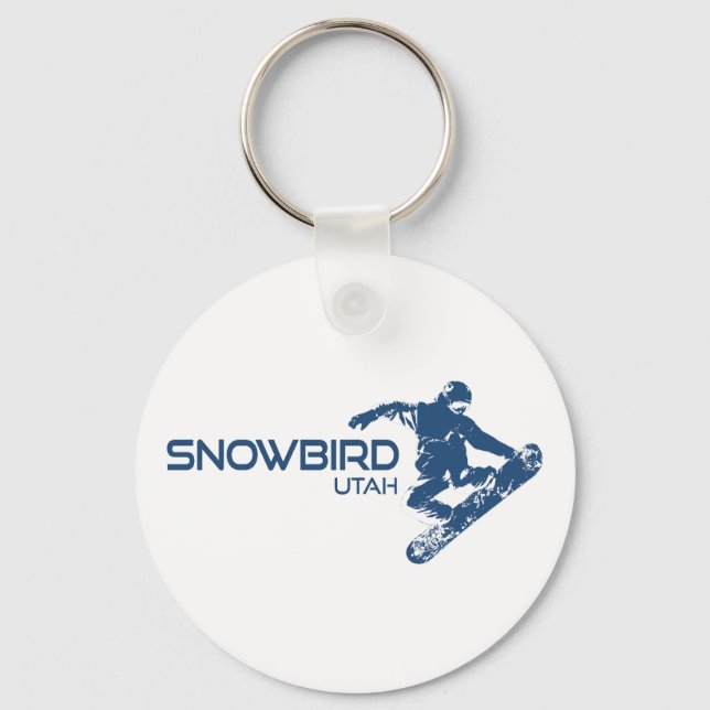 Snowbird Utah Snowboarder Key Ring (Front)