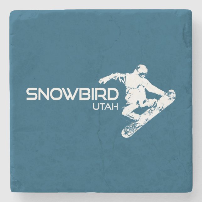 Snowbird Utah Snowboarder Stone Coaster (Front)