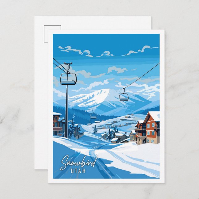 Snowbird Utah USA vintage travel illustration Postcard (Front/Back)