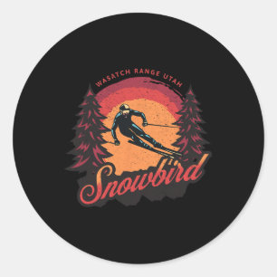 Snowbird Utah Wasatach Range Snow Skiing  Classic Round Sticker