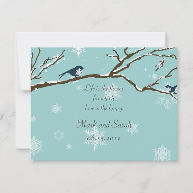 Snowbirds and Snowflakes Robin Blue RSVP (Front)