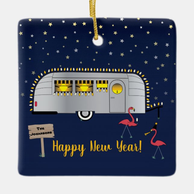 Snowbird's New Year Ceramic Ornament (Front)