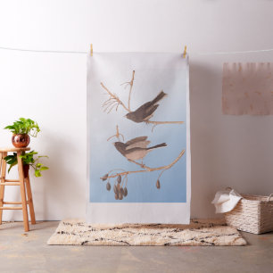 Snowbirds on a Bare Winter Branch Fabric