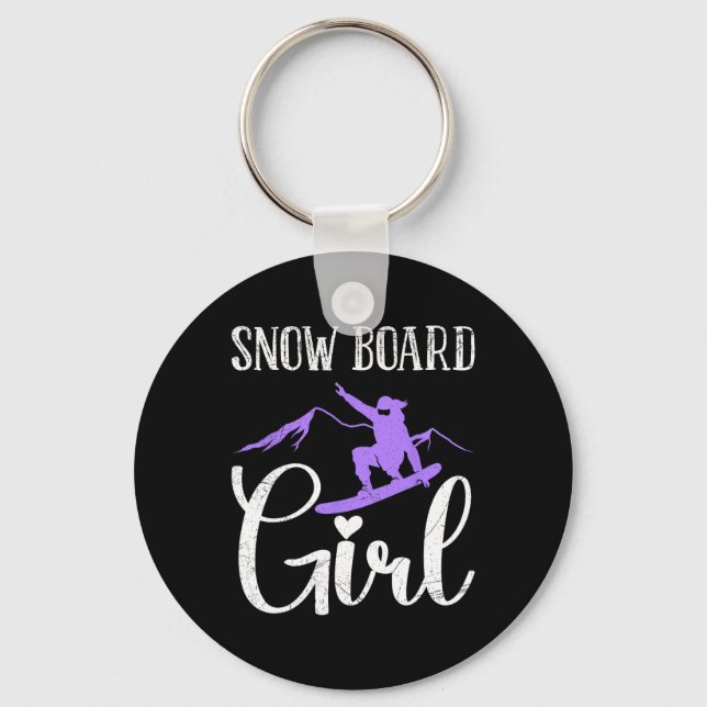 Snowboader Snow Board Girl Funny Girl Snowboarding Key Ring (Front)