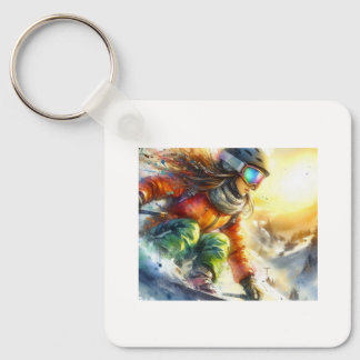 Snowboard Adventure at Sunset, Key Ring
