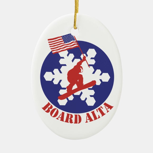 Snowboard Alta Ceramic Ornament (Front)