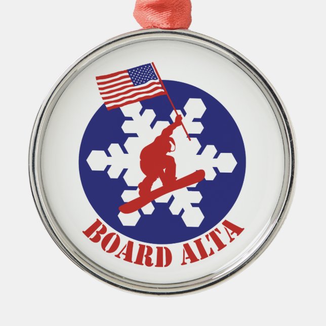 Snowboard Alta Metal Tree Decoration (Front)