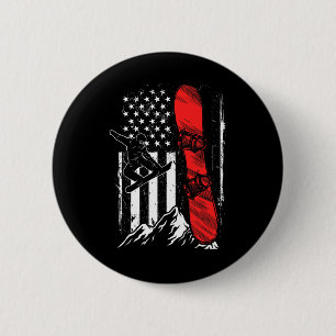 Snowboard American Flag Winter Sports Alpine Snowb 6 Cm Round Badge