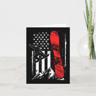 Snowboard American Flag Winter Sports Alpine Snowb Card