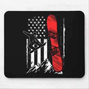 Snowboard American Flag Winter Sports Alpine Snowb Mouse Pad