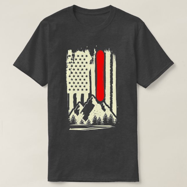 Snowboard American Flag Winter Sports Alpine Snowb T-Shirt (Design Front)