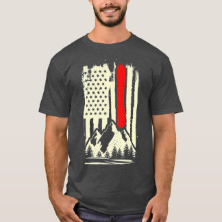 Snowboard American Flag Winter Sports Alpine Snowb T-Shirt