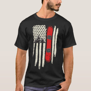Snowboard American Flag Winter Sports Alpine Snowb T-Shirt