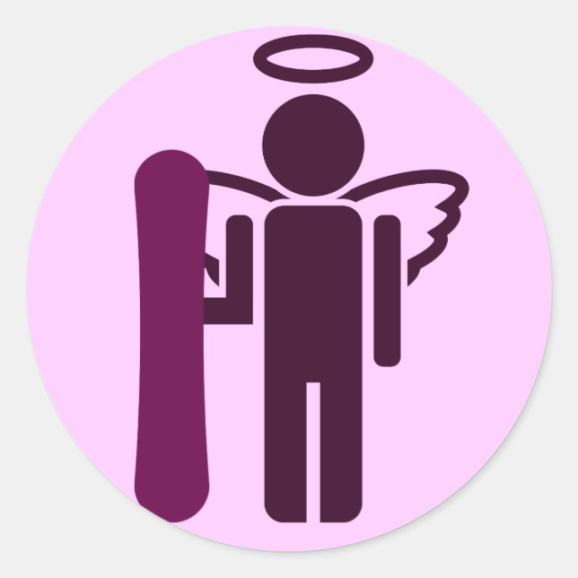 snowboard angel classic round sticker (Front)