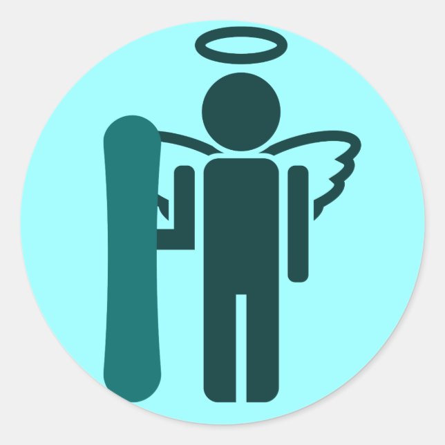 snowboard angel classic round sticker (Front)