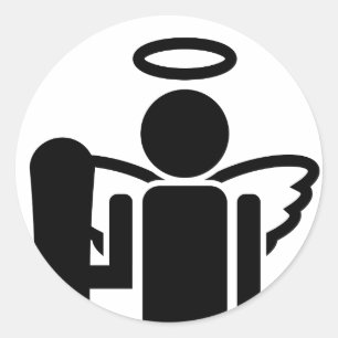 snowboard angel classic round sticker