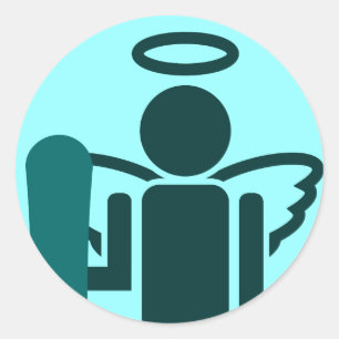 snowboard angel classic round sticker