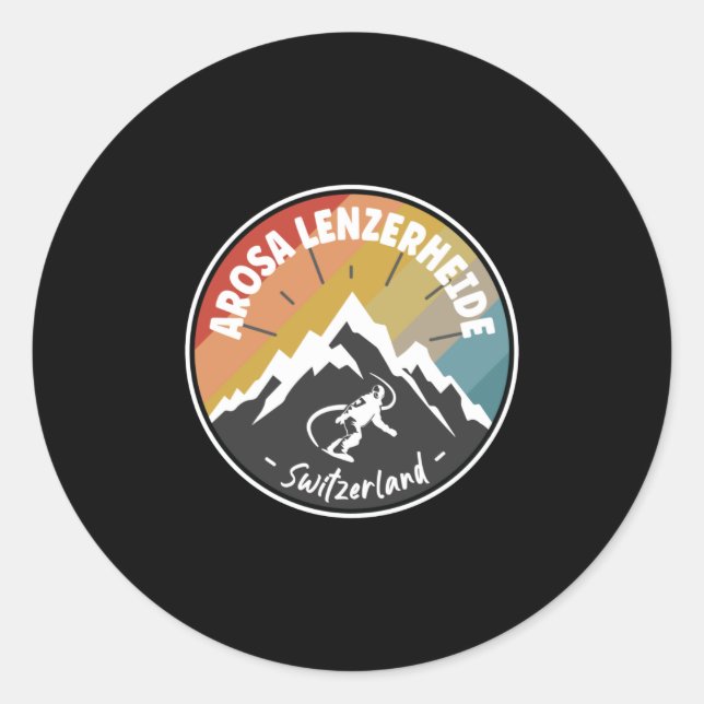 Snowboard Arosa Lenzerheide Switzerland Classic Round Sticker (Front)