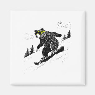 Snowboard Bear, Funny Wintersports, Ski Slope, Fun Magnet