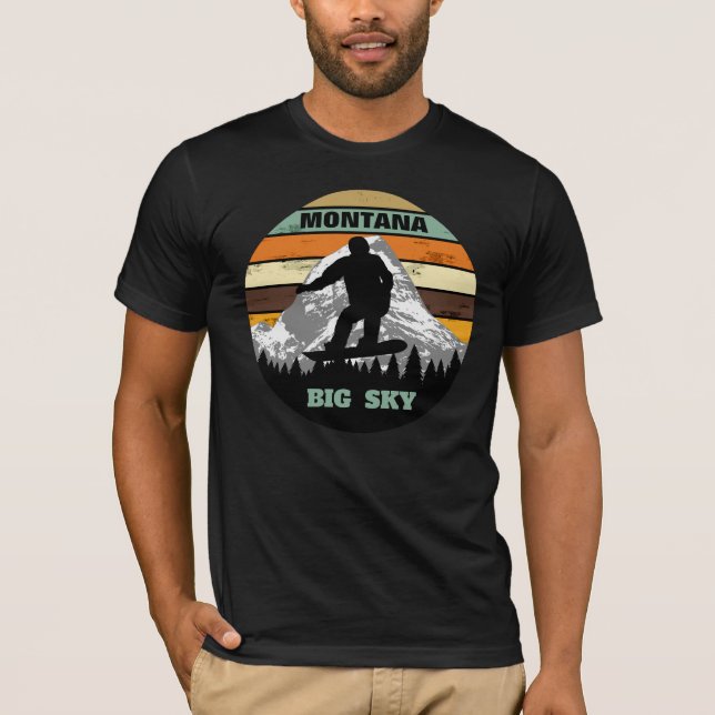 Snowboard Big Sky Ski Snow Fields Mountain Slopes T-Shirt (Front)
