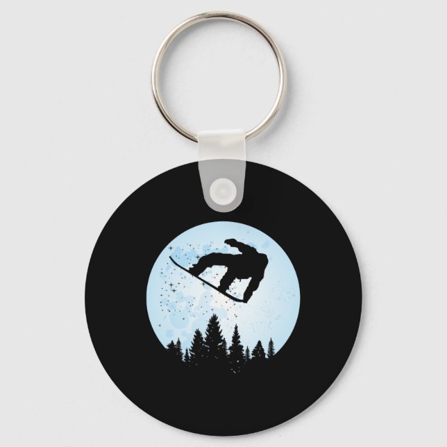 Snowboard Bigfoot Ski Funny Sasquatch Skiing  Key Ring (Front)