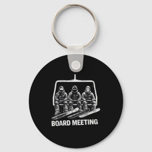 Snowboard board meeting funny ski lift skier winte key ring