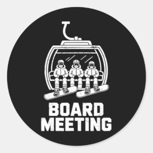 Snowboard Board Meeting Ski Lift Funny Skier For M Classic Round Sticker