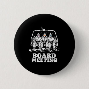 Snowboard board meeting ski lift skier winter 6 cm round badge