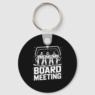 Snowboard board meeting ski lift skier winter key ring