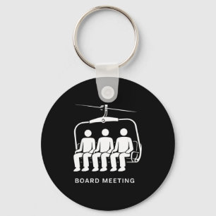 Snowboard board meeting ski lift skier winter key ring