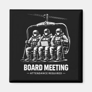Snowboard board meeting ski lift skier winter magnet