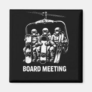 Snowboard board meeting ski lift skier winter magnet