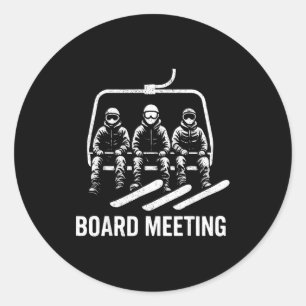 Snowboard Board Meeting Ski Lift Skier Winter Spor Classic Round Sticker