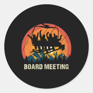 Snowboard Board Meeting Ski Lift Skier Winter Spor Classic Round Sticker