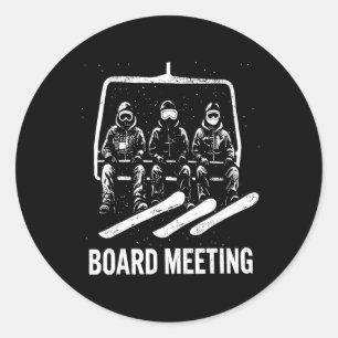 Snowboard Board Meeting Ski Lift Skier Winter Spor Classic Round Sticker